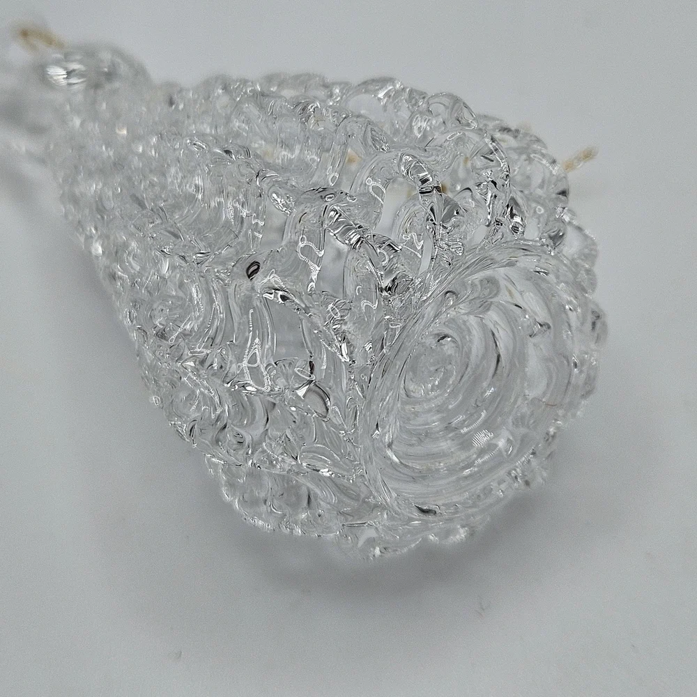 VINTAGE Clear Spun Glass Pear Fruit Shaped Christmas Tree Holiday Ornament